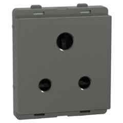 Schneider Electric Livia 6A 3 Pin 2 Module Painted Grey Socket Outlet with Shutter, P2005NS_PG