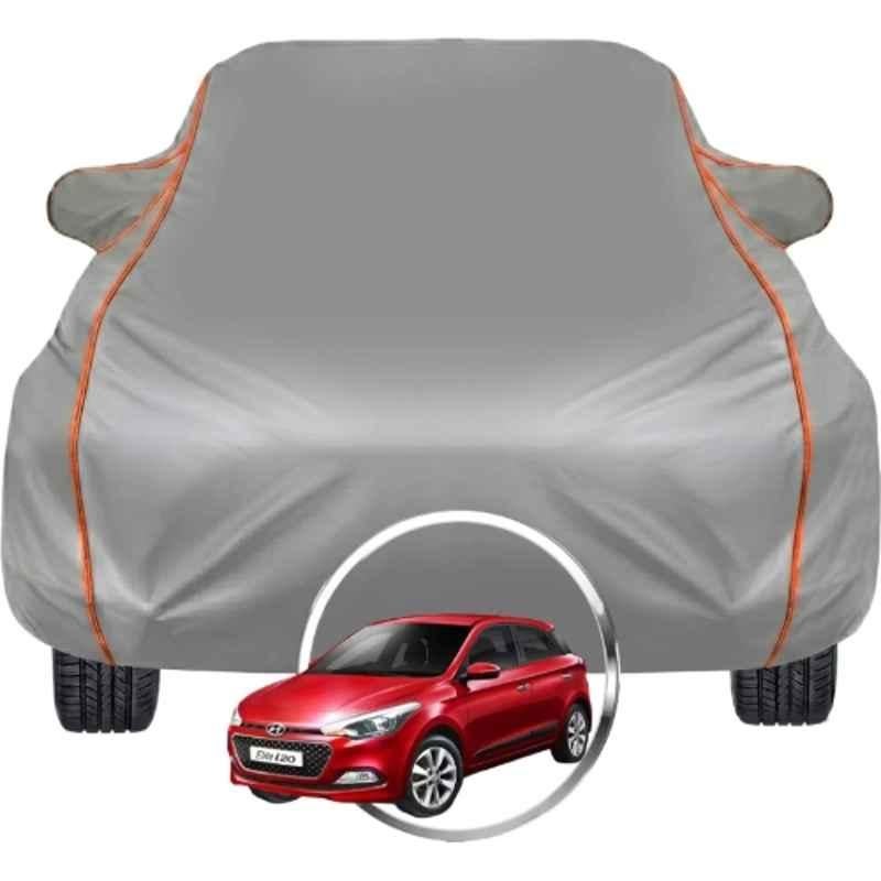 Allextreme Polyester Grey Car Cover with Triple Stitched Reflective Piping for Hyundai Elite i20 Fits All Model & Year, HYU-ELITEI-BLK