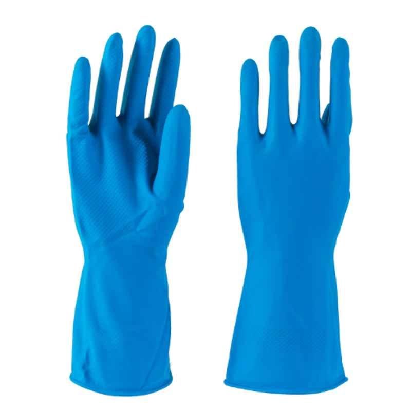 Euro Household Rubber Blue Gloves, Size: Medium