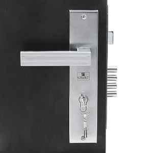 Handle Waala Altroz-OSK 10 inch 60mm Stainless Steel Silver Cylindrical Plate One Side Key Mortise Door Lock Set