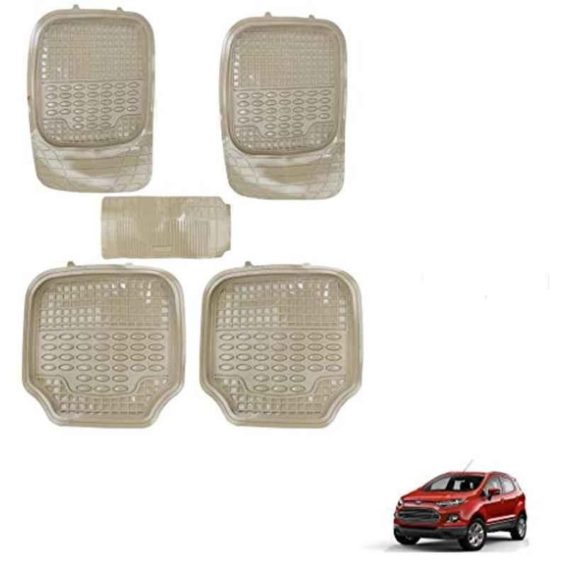 Kozdiko 5 Pcs 4G Beige Rubber & PVC Heavy Car Foot Mat Set for Ford Ecosport, koz_81058