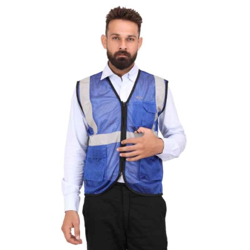 Club Twenty One Workwear Dixon Polyester Royal Blue Safety Reflective Vest Jacket, 1003, Size: M