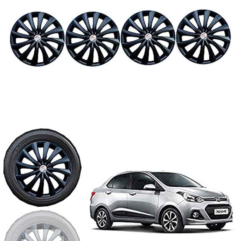 Auto Pearl 4 Pcs 14 inch Black Press Fitting Wheel Cover Set for Hyundai Xcent