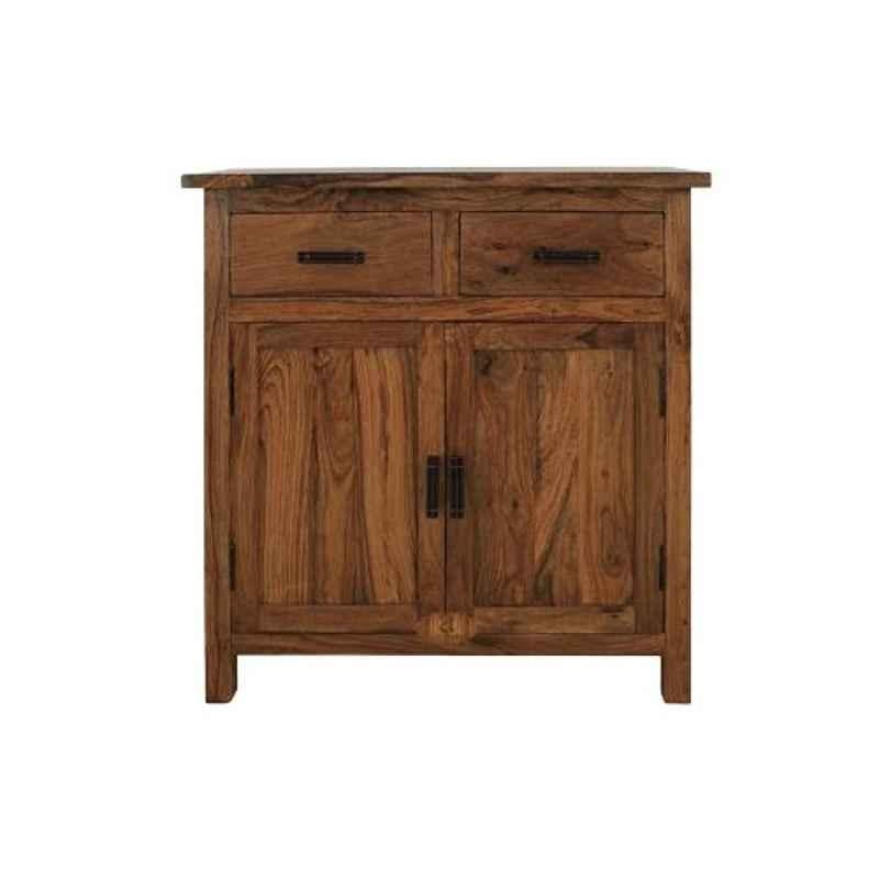Angel Furniture 80x40x90cm Honey Wooden Lacquar Finish Solid Sheesham Wood Lowboy Cabinet, AF-160H