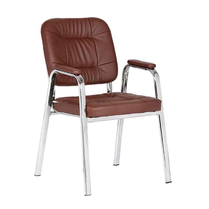 Da URBAN Dalton 85x43x57cm Leatherette Brown Visitor Chair with Heavy Frame