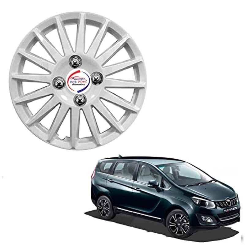 Auto Pearl 4 Pcs 15 inch ABS Camry Silver Press Type Hubcap Wheel Cover Set with Retention Ring for Mahindra Marazzo 2019