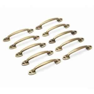 Mix & Match Classic 6 inch Cast Iron Brass Antique Finish Pull Handle for Wardrobe, Cupboard & Window (Pack of 10)