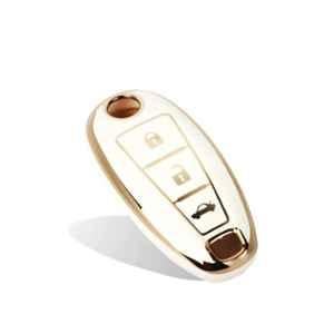 Flymaster Thermoplastic Polyurethane White TPU Car Key Cover, WHITE-TPURKE-3