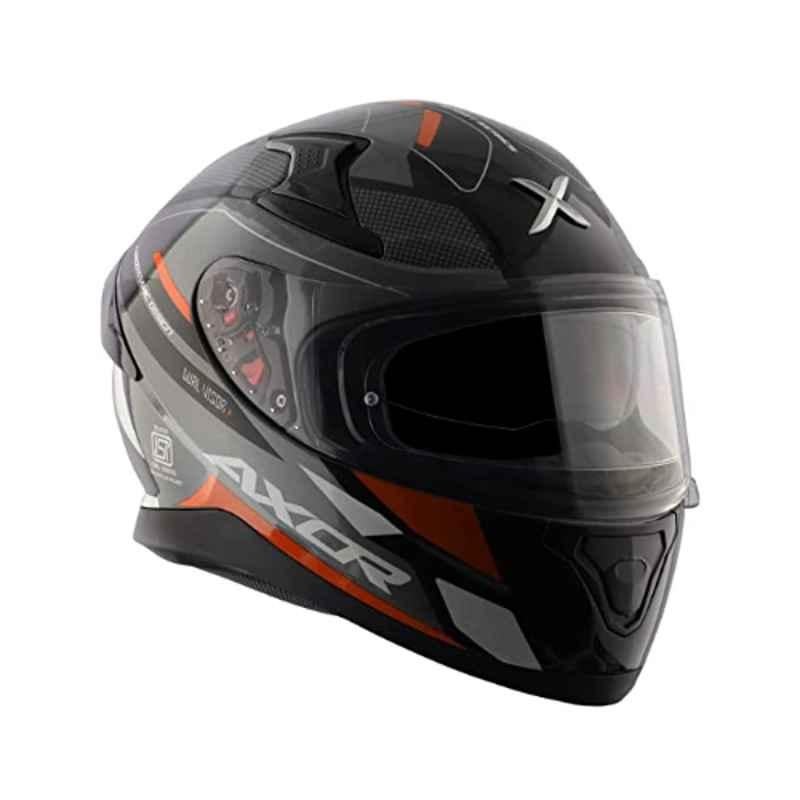 Axor Turbine Polycarbonate Black & Orange Full Face Helmet, AHTBOL, Size: L