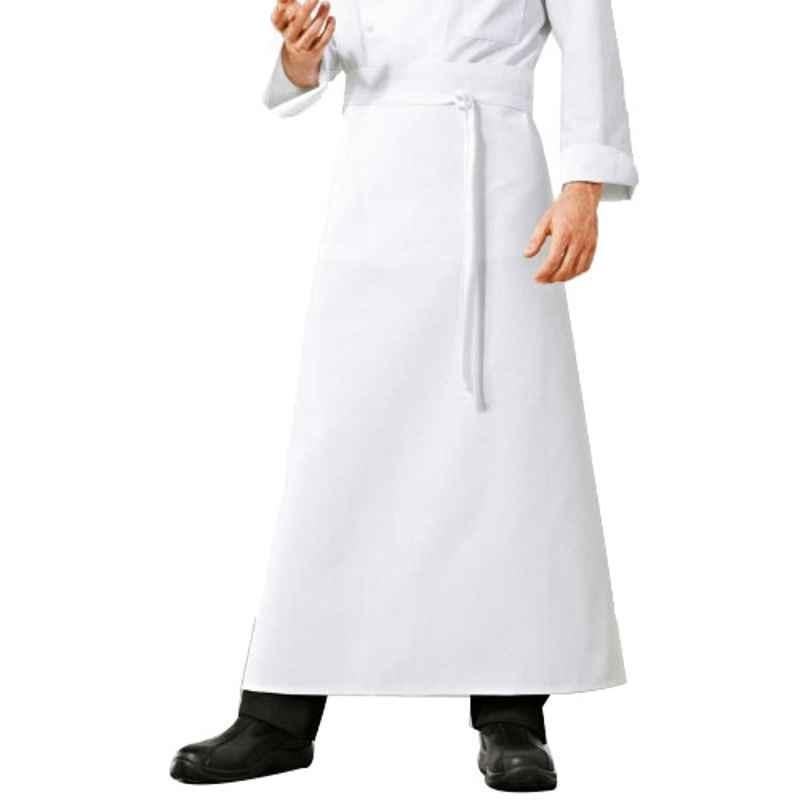 Superb Uniforms Polyester & Cotton White Long Ankle Length Waist Chefwear Apron, SUW/W/CA11, Size: XL