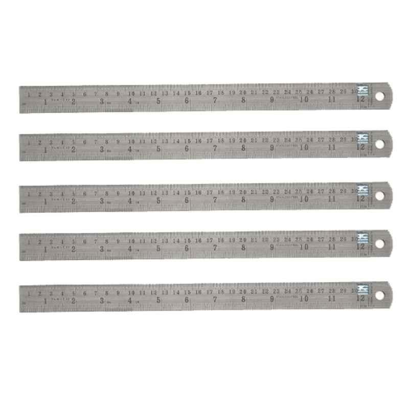 Lovely Kristeel 12 inch Stainless Steel Scale/Ruler (Pack of 5)