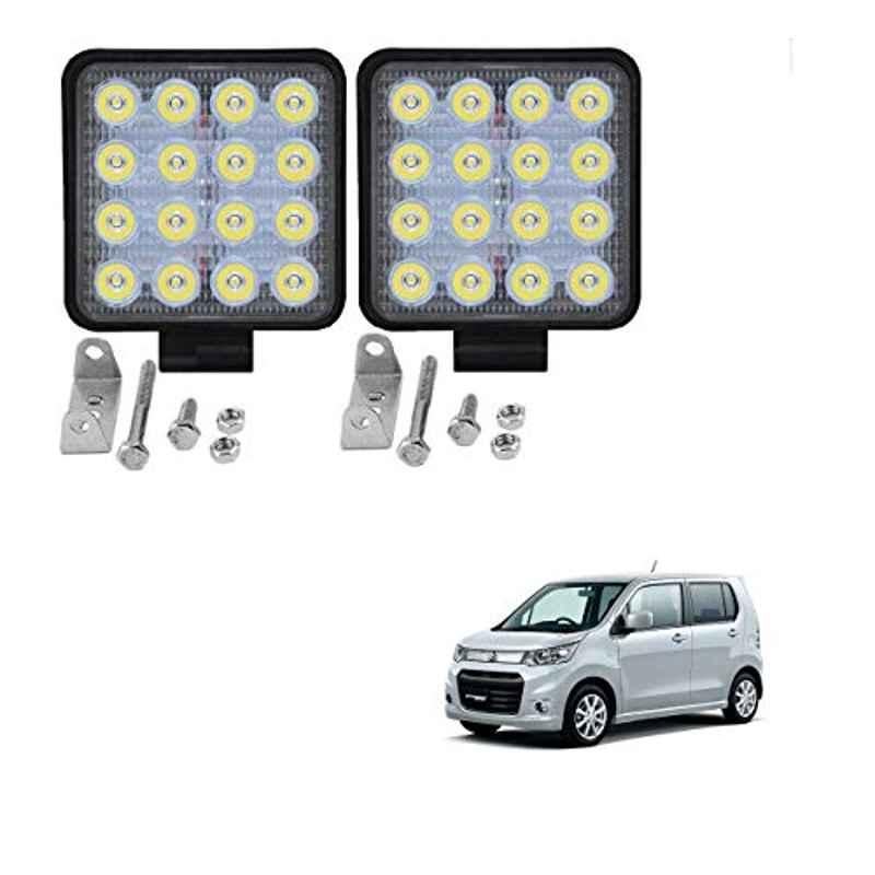 Kozdiko 2 Pcs 48W 16 LED White Bright Beam Square Fog Light Set for Maruti Suzuki WagonR Stingray, koz_92770