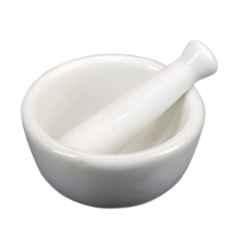 WKM 14 inch Porcelain White Round Shape Mortar & Pestle, KTBR47