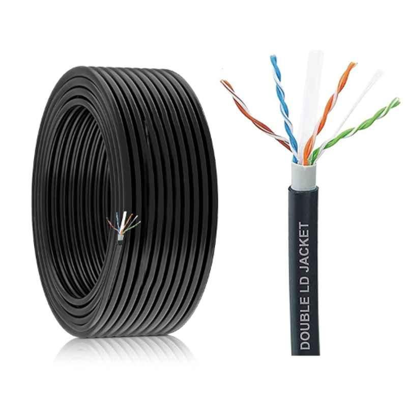 RS PRO Cat6 Ethernet Cable, U/UTP, Black PE Sheath, 100m