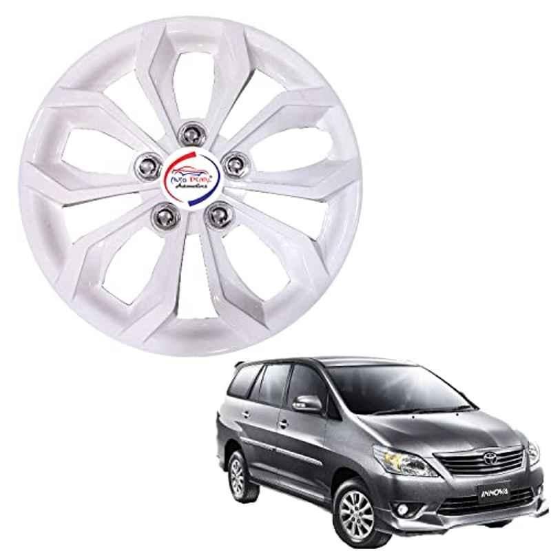 Auto Pearl 4 Pcs 15 inch ABS Pearl White Hubcap Wheel Cover Set with Retention Ring for Toyota Innova 2013 2015