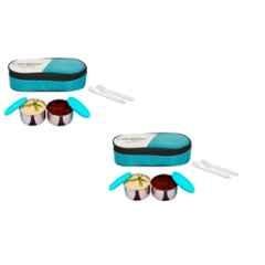 Carrolite 400ml Blue Stainless Steel Lunchbox Buy 1 Get 1 Free, Trendy_1006 (Pack of 2)