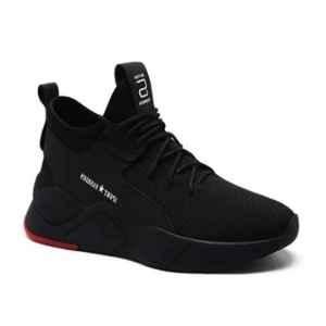 Wonker 6287 Synthetic Leather Steel Toe High Ankle Black Work Safety Shoes, Size: 10