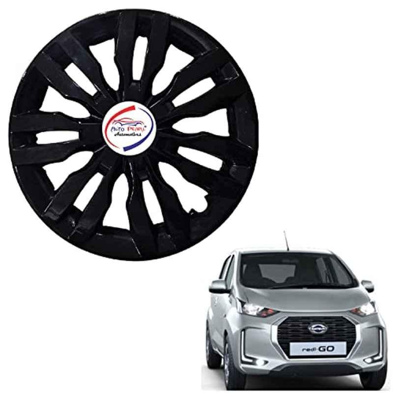 Auto Pearl 4 Pcs 13 inch ABS Black DZRBL04 Hubcap Wheel Cover Set with Retention Ring for Datsun i Go