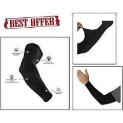 AOW Unisex Stretchable Fingerless Arm Protection Sleeves for Driving, Biking, Cycling (Black, Free Size) A-22