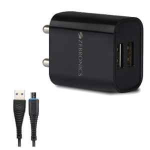 Zebronics ZEB-MA5222 Black 2 USB Port Charger Adapter with 1m Micro USB Cable