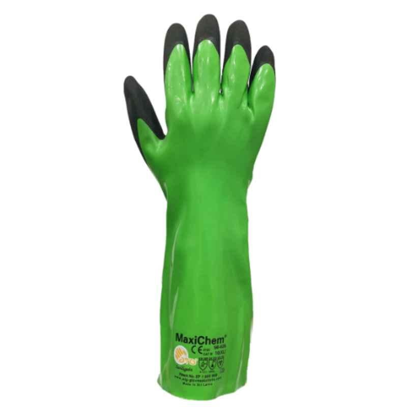 ATG Maxichem Neoprene Nitrile Coated Green & Black Safety Gloves, 56-635, Size: XL