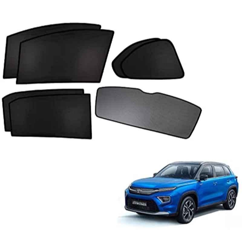Kozdiko 5 Pcs Polyester Black Non Magnetic Window & Rear Sun Shades Set for Toyota Urban Cruiser Hyryder