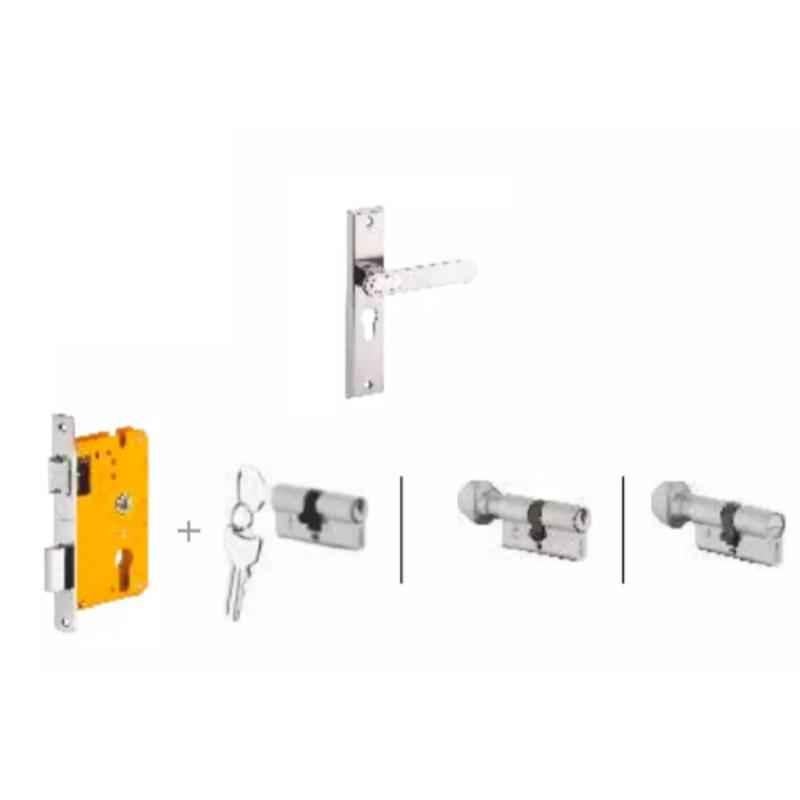 Dorset Deolo HL DEO 8 inch Zinc SC Finish Lock Set with Both 60mm Side Key Cylinder (Pack of 3)
