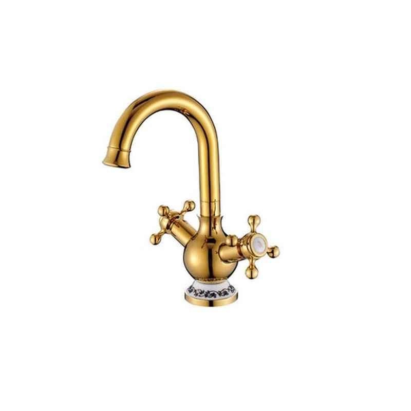 Milano Brass Gold & Silver Wash Basin Mixer with Pop Up, 140100200446