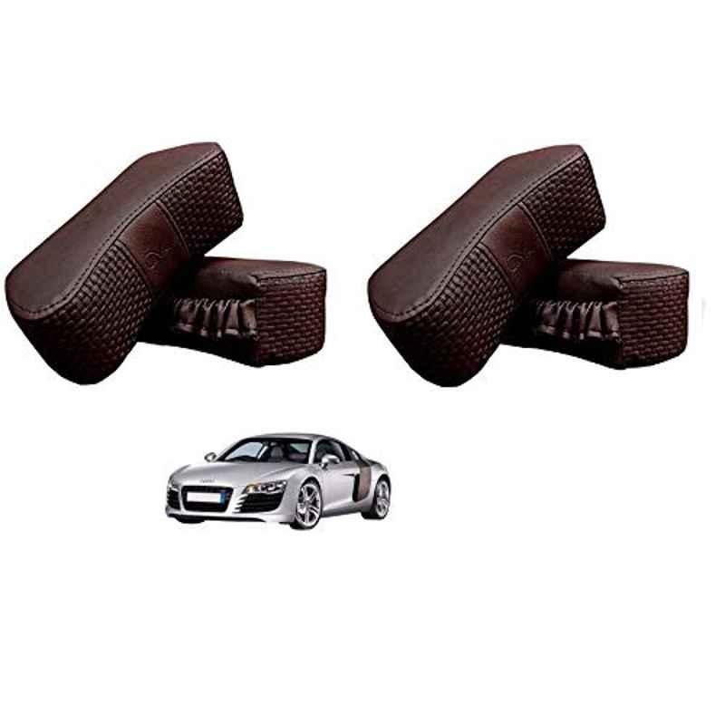Kozdiko 4 Pcs CV Designer Cola Leatherite Neck Rest Car Cushion Pillow Set for Audi R8