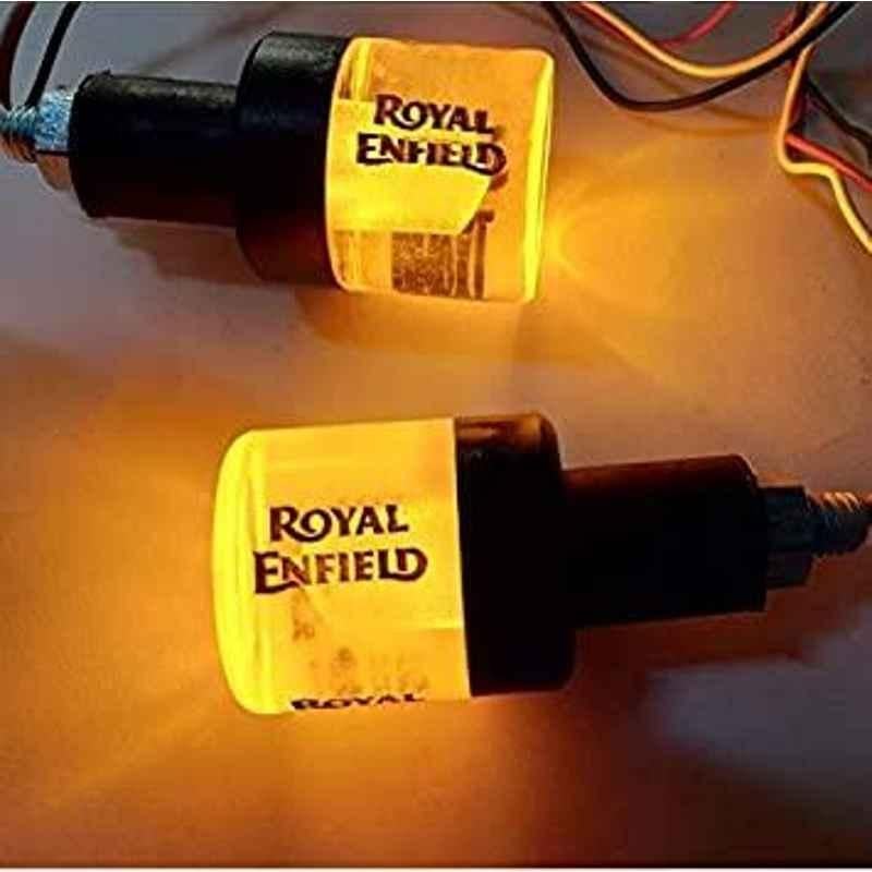 AOW Handle Bar End Dual Led Crystal Side (Orange) Indicator Lights for Royal Enfield Models K-6.11(Set of 2)