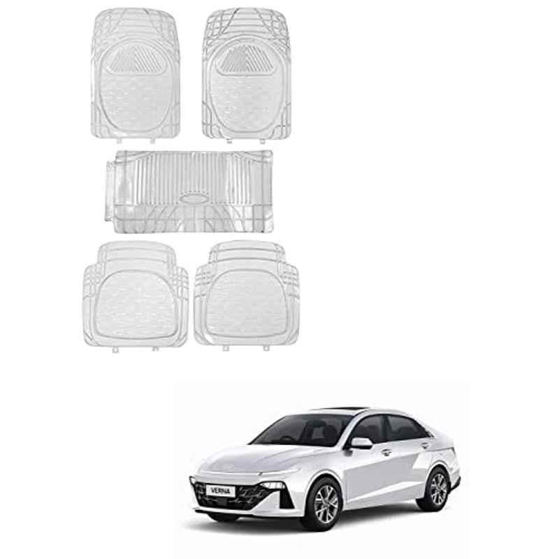 Kozdiko 5 Pcs 6205 Rubber & PVC Clear Car Foot Mat Set for Hyundai New Verna (2023-Present)