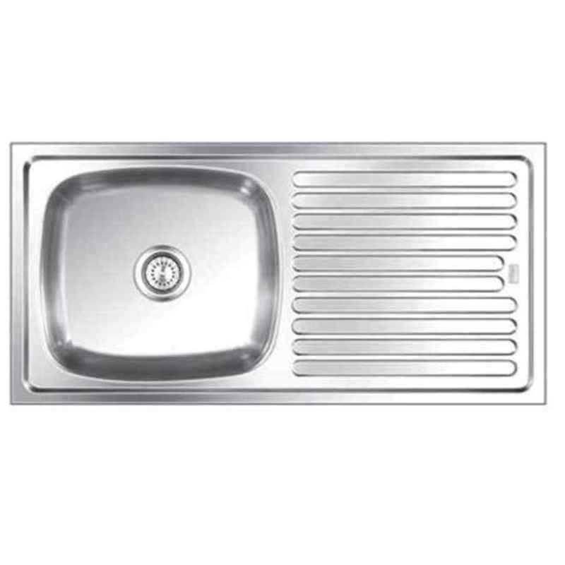 Apollo 42x20x8 inch Stainless Steel Single Bowl Kitchen Sink with Drain Board, SSDB-117B