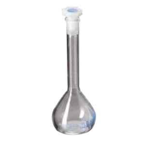 Glassco 2000ml Glass Boro 3.3 Clear Glass Volumetric Flask with Penny Head Glass & Polyethylene Stopper, 128.576.11