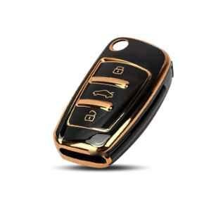 Flymaster Thermoplastic Polyurethane Black TPU Car Key Cover, BLACK-TPURKE-44