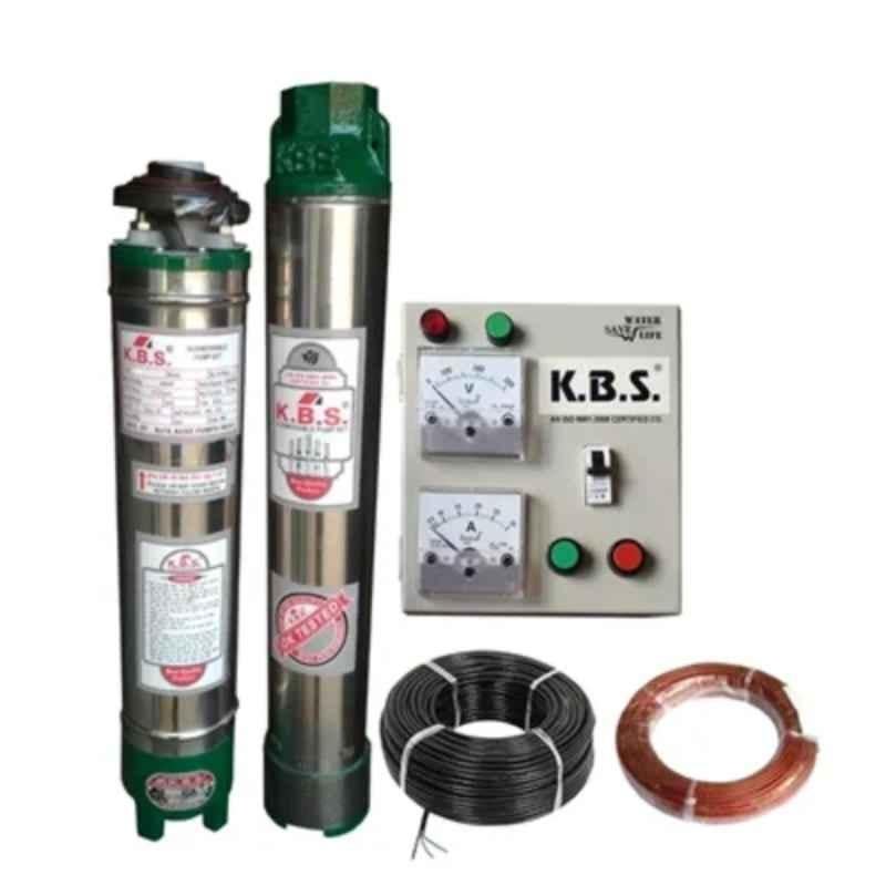 KBS V4 0.5HP 10 Stage Single Phase Water Filled Submersible Pump with Starter, 3 Core 30m Cable & 50ft Safety Wire