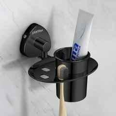 Plantex Stainless Steel Toothbrush Holder for Bathroom/Toothbrush Stand for Bathroom/Tumbler Holder/Bathroom Accessories PVD Black Finish Angel