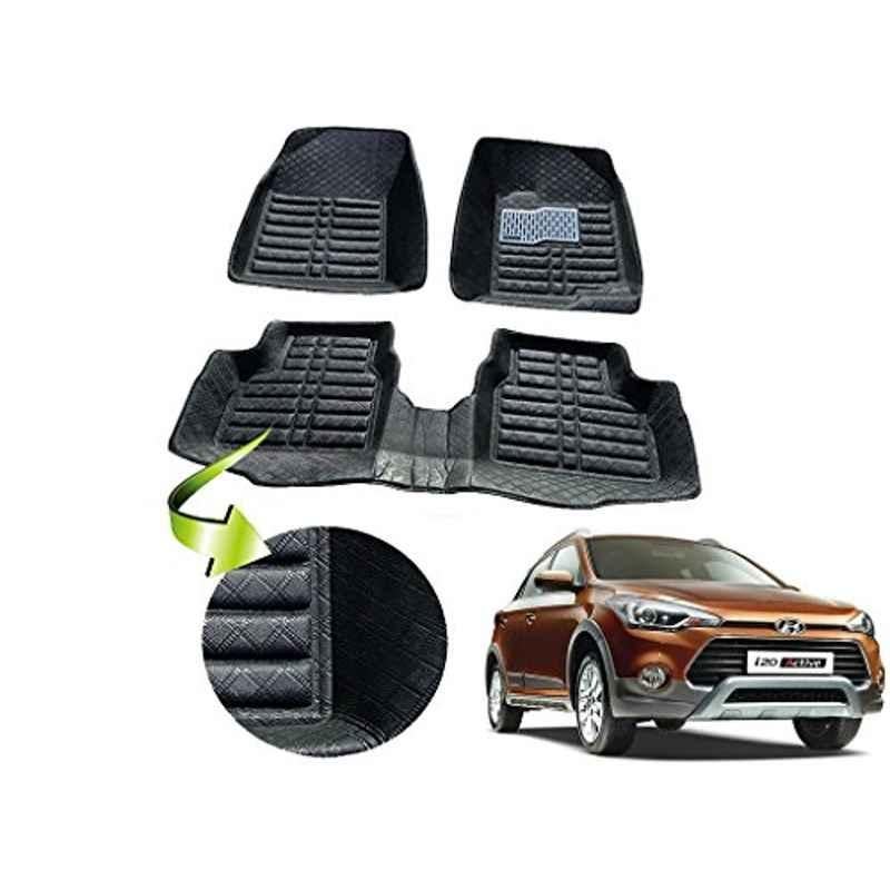 Kozdiko 3 Pcs 5D Black Car Foot Mat Set for Hyundai i20 Active, koz_16902