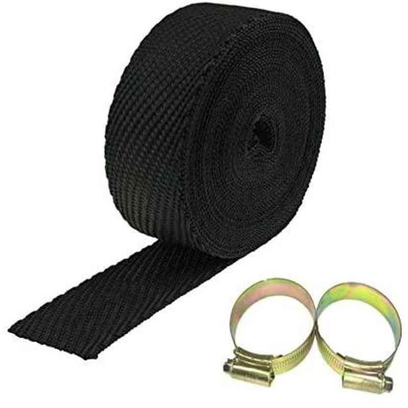 AOW Silencer Wraps Bike Exhaust Heat Shield for Royal Enfield Classic 350, (Black) Length-5 Metre