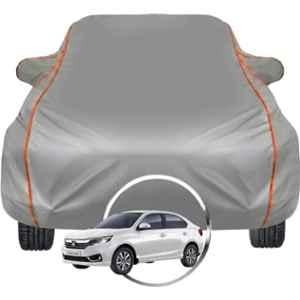 Allextreme Polyester Grey Car Cover with Triple Stitched Reflective Piping for Honda Amaze Fits All Model & Year, HON-AMAZE-BLK