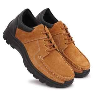 All Safe Genuine Leather Steel Toe Sports Look Tan Safety Shoes, Wlsabar 1000, Size: 9