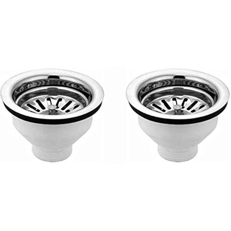 Spazio 4 inch Stainless Steel Chrome Finish Sink Waste Coupling (Pack of 2)