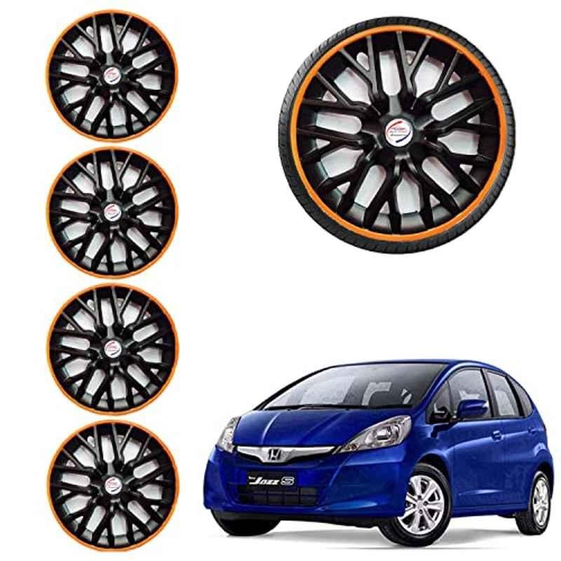 Auto Pearl 4 Pcs 14 inch ABS Black & Orange Car Wheel Cover Set for Honda Jazz E Phoenix