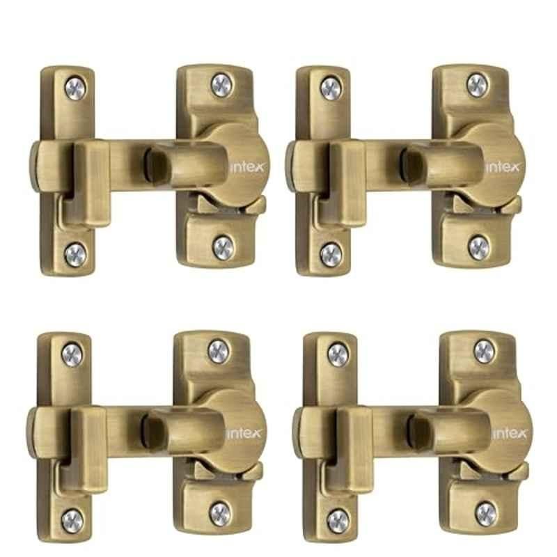 Plantex 180 deg Antique Brass Door Latch Lock for Bathroom, Bedroom, Balcony & Door Stopper (Pack of 4)