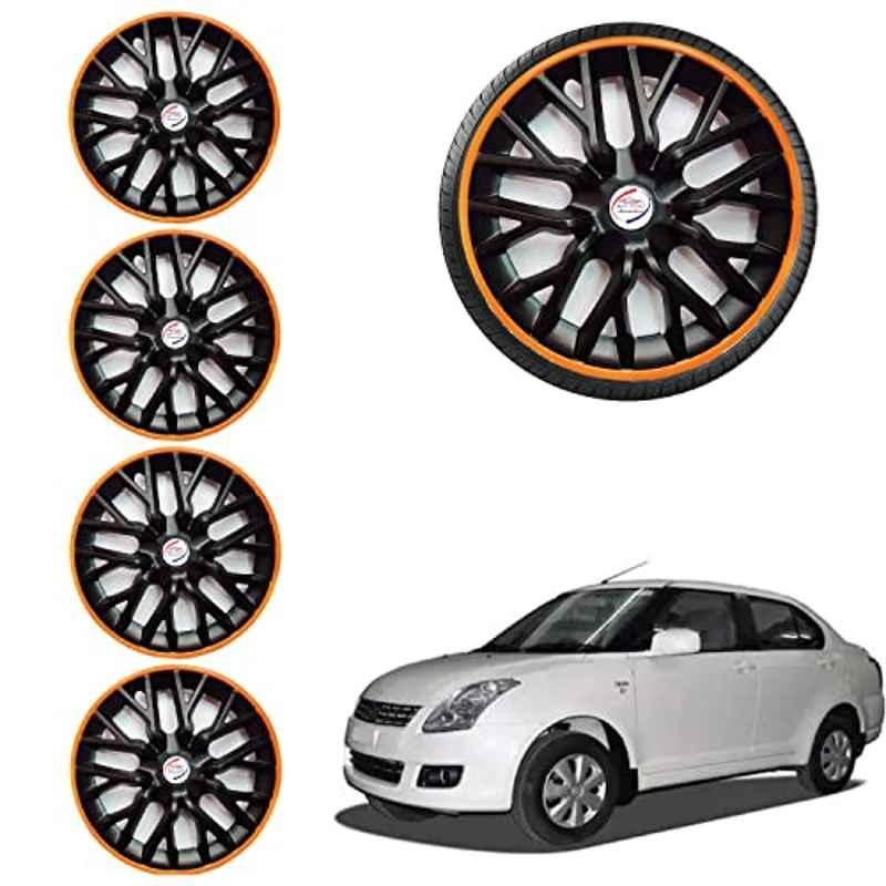 Auto Pearl 4 Pcs 14 inch ABS Phoenix Black & Orange Car Wheel Cover Set for Maruti Suzuki Dzire Typ1