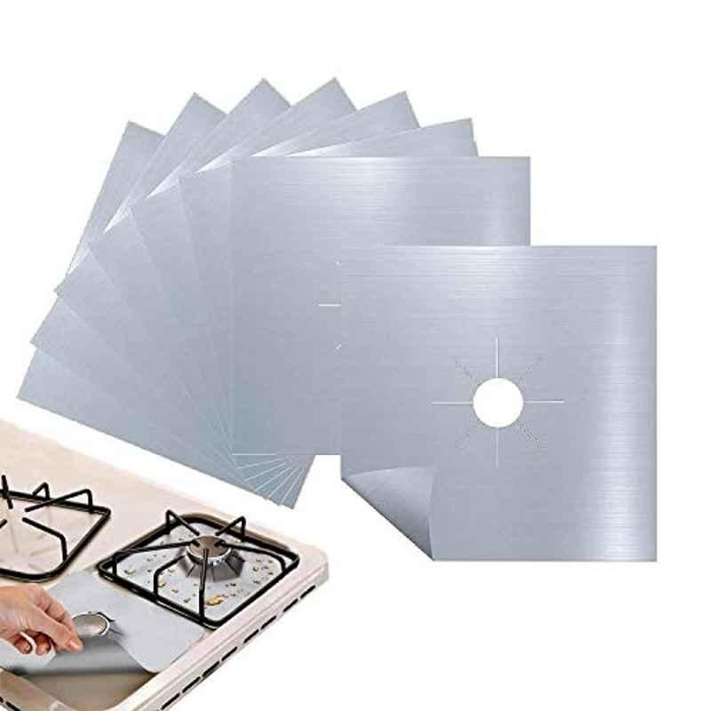 Rubik 10.6x10.6 inch Silver Gas Stove Burner Covers (Pack of 8)