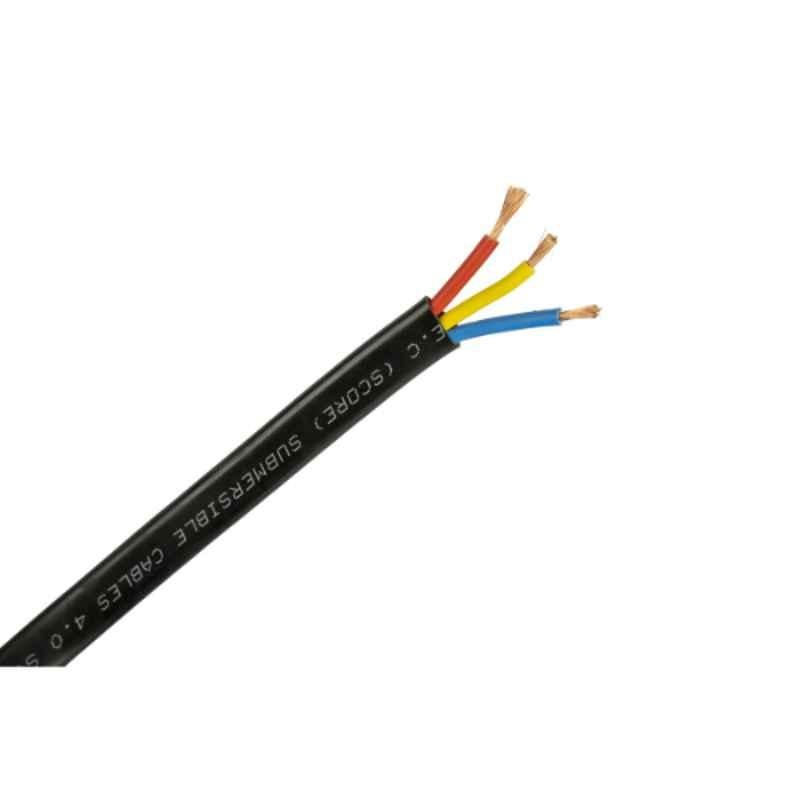 Super GEC Premium 1 Sqmm Black Multi Round 3 Core Copper Wires, Length: 30 m