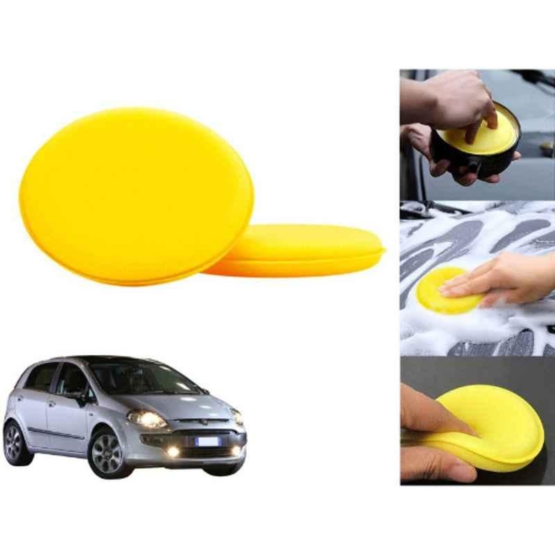 Auto Pearl Polyurethane Beige Washing & Waxing Polish Foam Sponge for Punto Evo 2009-2012 (Pack of 2)