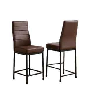 Zidle Bloom Foam & Rexine Brown Dining Chair with Metal Frame (Pack of 2)