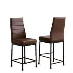 Zidle Bloom Foam & Rexine Brown Dining Chair with Metal Frame (Pack of 2)