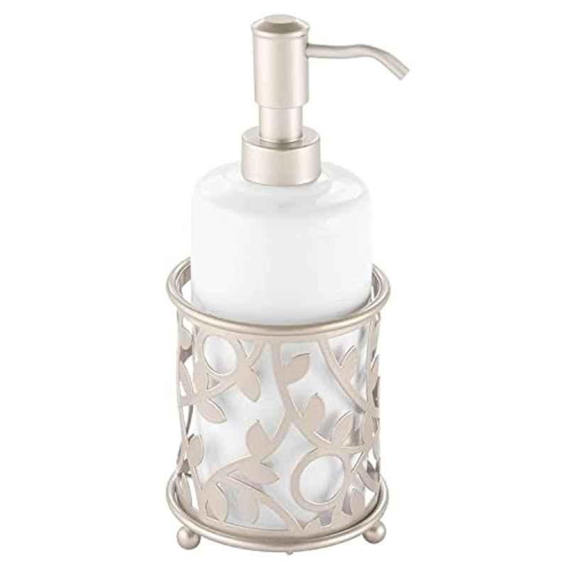 Inter Design Vine Ceramic White & Satin Soap Pump, 111452